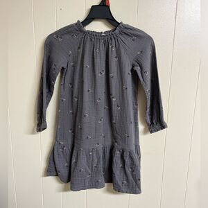 H&M Girls Gray Floral Long Sleeve Dress 7/8